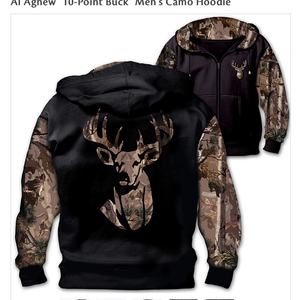 The Bradford Exchange 10 Point Buck Camo Hoodie Zip Front